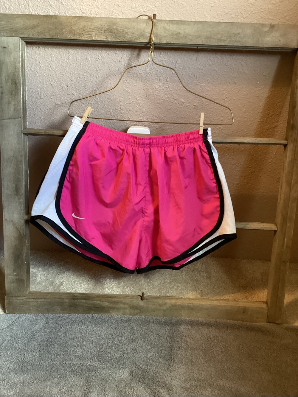 Nike Dri Fit Women’s Pink Running Shorts with White Side Panels